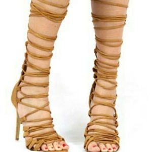 Moving Sale: Tan lace up heels